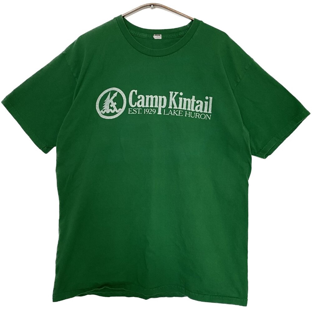 Y2K Camp Logo T-Shirt Men Large Green Retro Festival Summer